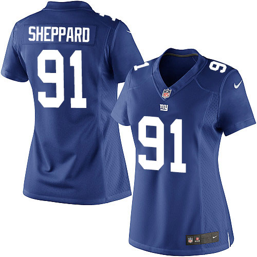 Women's Elite Kelvin Sheppard Nike Jersey Royal Blue Home - #91 NFL New York Giants